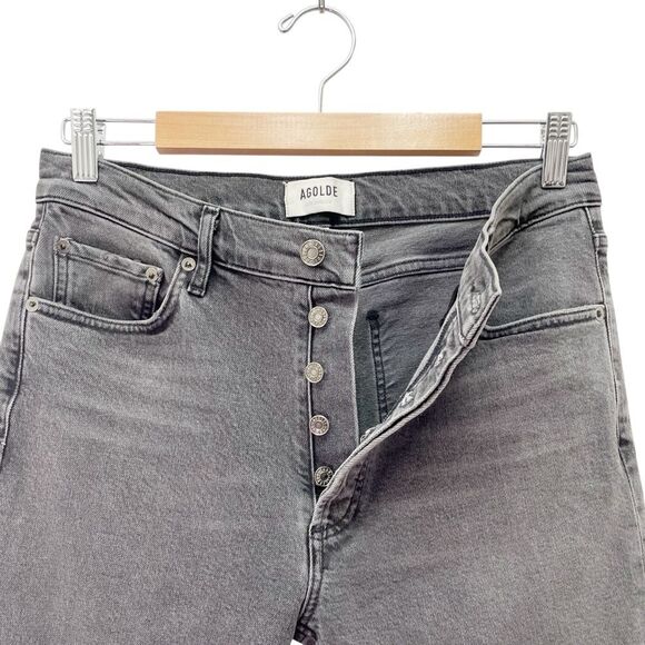 AGOLDE Nico High Rise Cropped Slim Jeans Gray Ceremony Wash Button Fly Size 29 - Picture 6 of 12